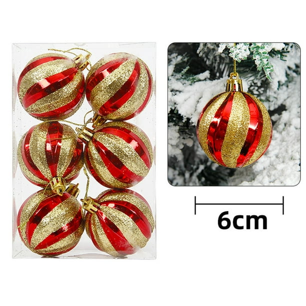Adornos de Halloween, bola navideña colgante, colgante decorativo irrompible para árbol de Navidad, bolas de Navidad de 60 mm, juego de 6 unidades.