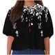 thumbnail image 1 of Camisetas de Manga Corta para las Mujeres Lanterna Manga Corbata Plisado Cuello Redondo, Casual Recortado Camiseta Top para Gimnasio Y Diario, 1 of 5
