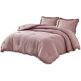 thumbnail image 5 of Chezmoi Collection Nora 3-Piece Woodrose Ruffled Edge Trim Microfiber Comforter Set, Full Size, 5 of 8