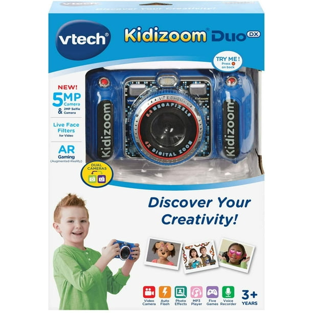 VTech - KidiZoom Duo DX Bleu, Appareil Photo Numérique Enfant 10 en 1,  Photo, Selfie, Vidéo, Écran