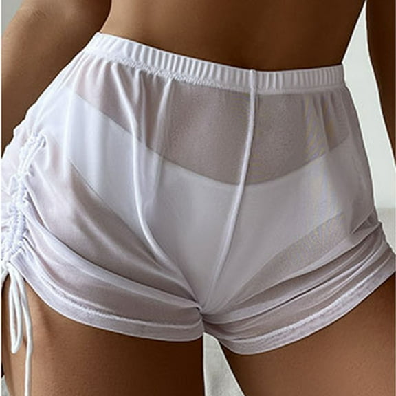 Chbgutlmr Womens Shorts Drawstring High Rise See-Through Elastic Waist Lounge Shorts Casual Comfy Summer Cute Shorts