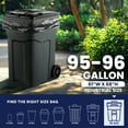 thumbnail image 6 of Plasticplace 95-96 Gallon Heavy Duty Trash Bags Black Garbage Bags Large Rollaway Trash Cans Puncture-Resistant Plastic Bag, Fits Outdoor Garbage Cans Durable Can Liners, 61” x 68” (50 Count) 1.2 Mil, 6 of 8