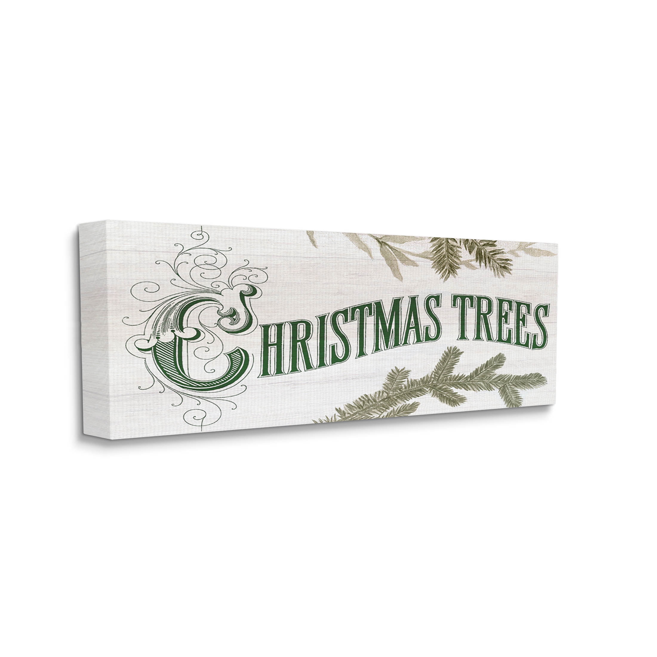 Stupell Industries Christmas Trees Ornate Letters Graphic Art Gallery Wrapped Canvas Print Wall Art, Design by Lil' Rue