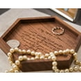 thumbnail image 4 of MUUJEE to My Mother in Law Ring Dish - Engraved Hexagon Wood Tray Small Jewelry Dish Mother of The Groom Gift for Wedding Day Ceremony 5.5" x 5", 4 of 6