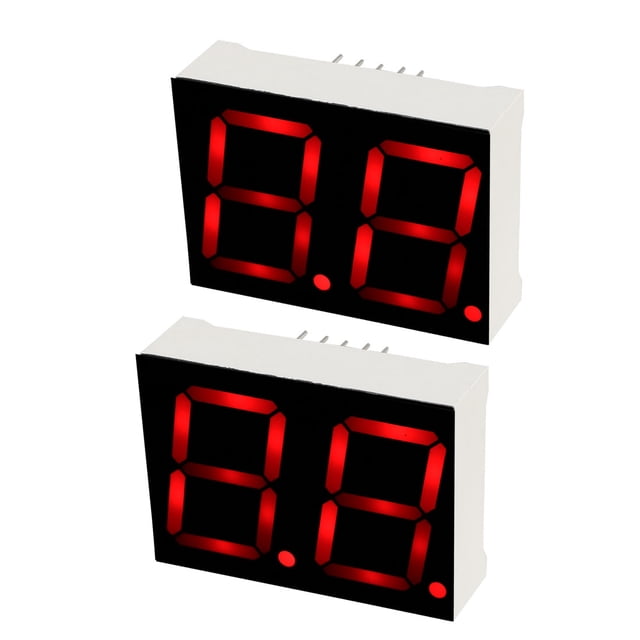 Unique Bargains Common Cathode 10 Pin 2 Bit 1.41 x 1.02 x 0.39 Inch 0.8' Red LED Display 2pcs