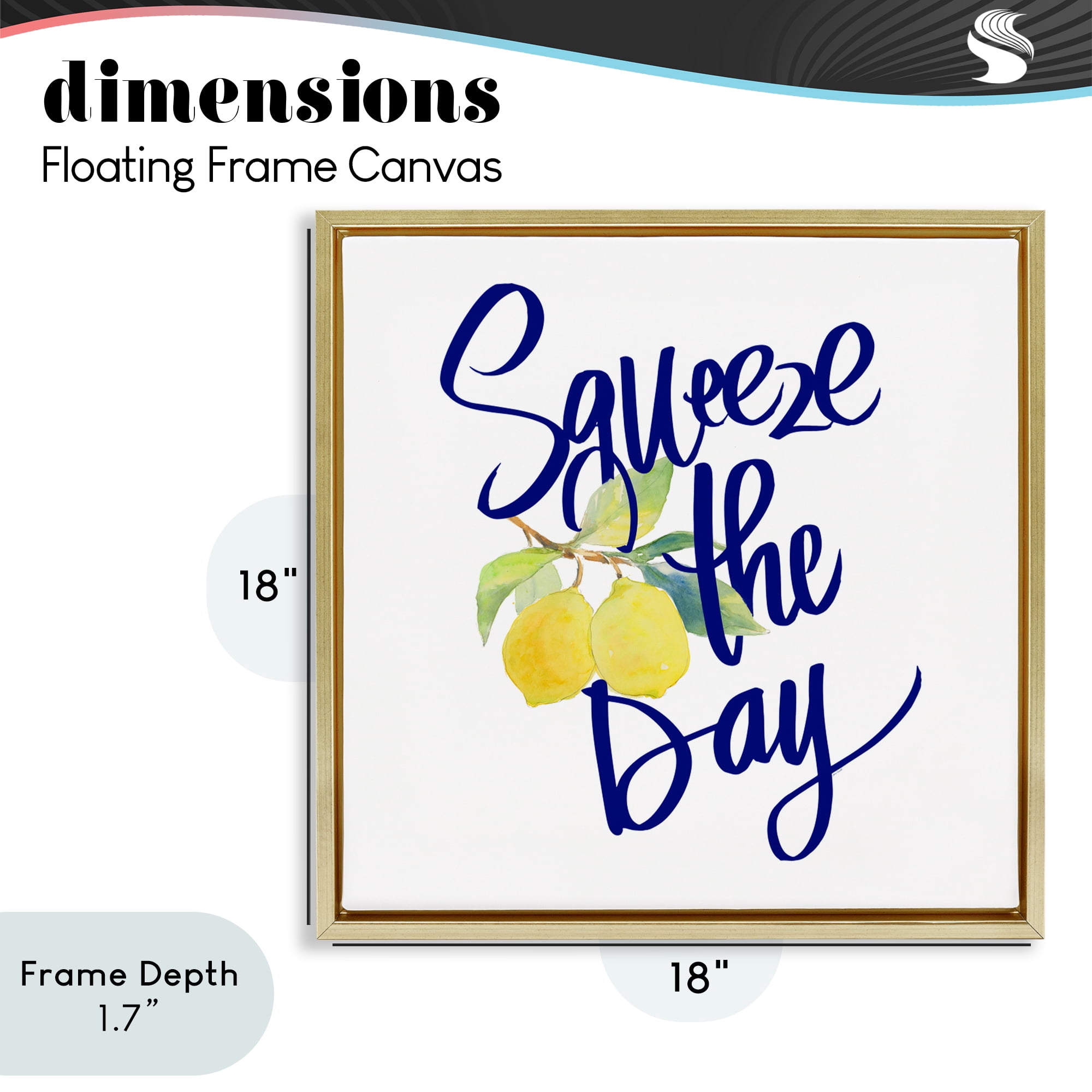 Stupell Industries Cursive Squeeze The Day Gold Framed Floater Canvas Wall Art, design by Lanie Loreth