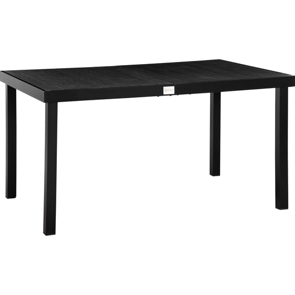 Rectangular Patio Table For 6, Aluminum Metal Legs, Waterproof Black , Charming Moment 6 Outdoor Dining By , Rectangular, Waterproof, Intriguing Time