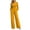 Yellow, variant on Sunnin Womens Jumpsuit Solid Color V Neck Long Sleeve Zip Pleated Waist Wide Leg Lounge Wear