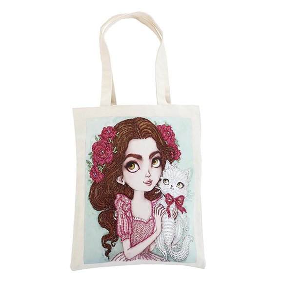 Baofu Cross Stitch Shopping Bag diamond Embroidered Canvas Handbag for Home Decor