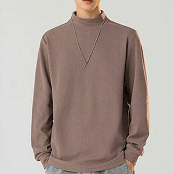 M-4X Plus Size Sweatshirts for Men Long Sleeve Mock Neck Shirts Mens Casual Solid Color Stretchy Slim Pullover Thermal Warm Basic Sweatshirt Tops