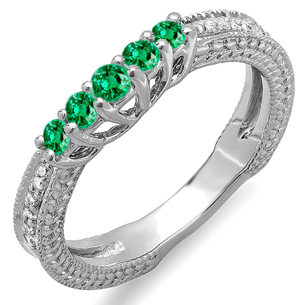 Details about   1.50 ct Round Cut Green CZ Wedding Classic Statement Ring Real 14k White Gold 