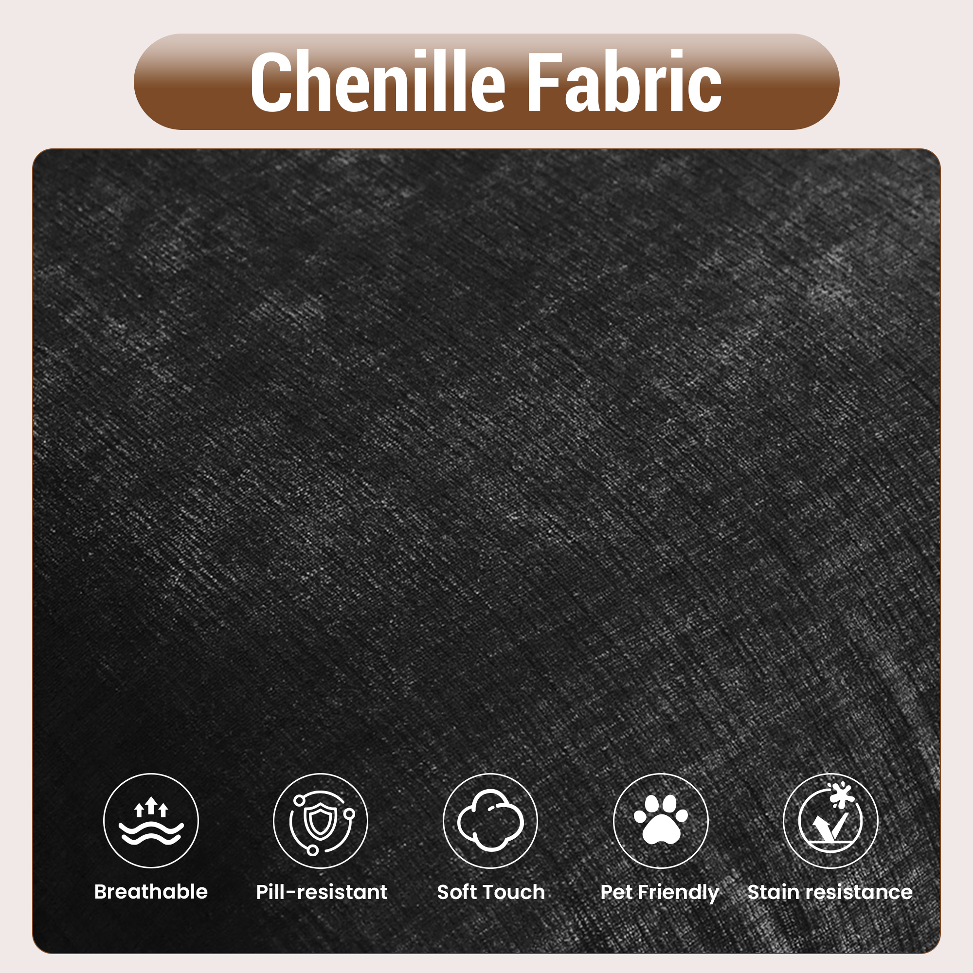 Magic Home Modular Sectional Sofa Floor sofa Foam Couch L-Shaped Sofa Chenille Couch Single Sofa Sectional Couch for Living Room,Black