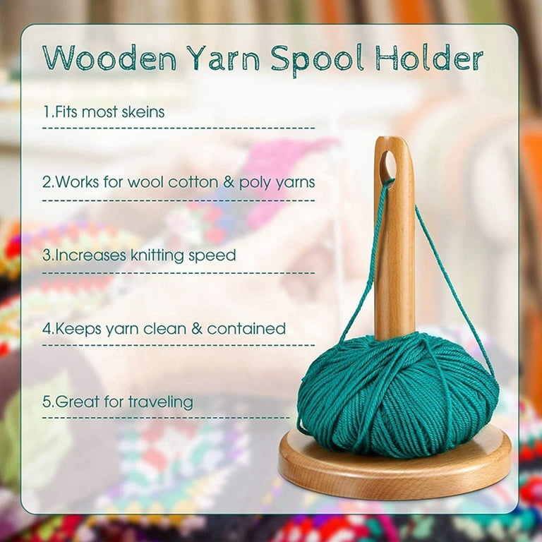 Wood Yarn Holder for Knitting Crochet with Hole Knitting