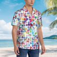 thumbnail image 5 of Balery Colorful Watercolor Dots Print Men's Hawaiian Shirts Short Sleeve Beach Shirt Relaxed Fit Vacation Button Down Shirts-Medium, 5 of 9