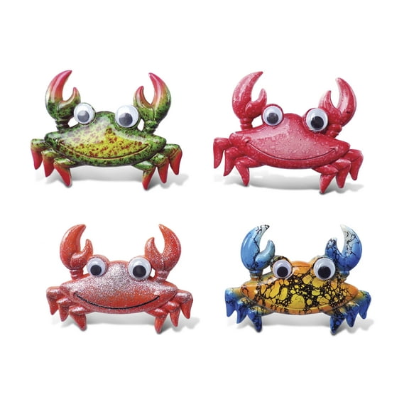 CoTa Global Crab Refrigerator Bobble-Eye Magnets Set of 4 - Assorted Color Fun Cute Ocean Life Big Eye Magnets For Kitchen Fridge & Locker, Home Decor & Cool Office Decorative Novelty - 4 Pack