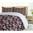 thumbnail image 5 of Ambesonne Floral Duvet Cover Set, Rhythmic Exotic Flower Art, 2-Calking, Grey and Multicolor, 5 of 7