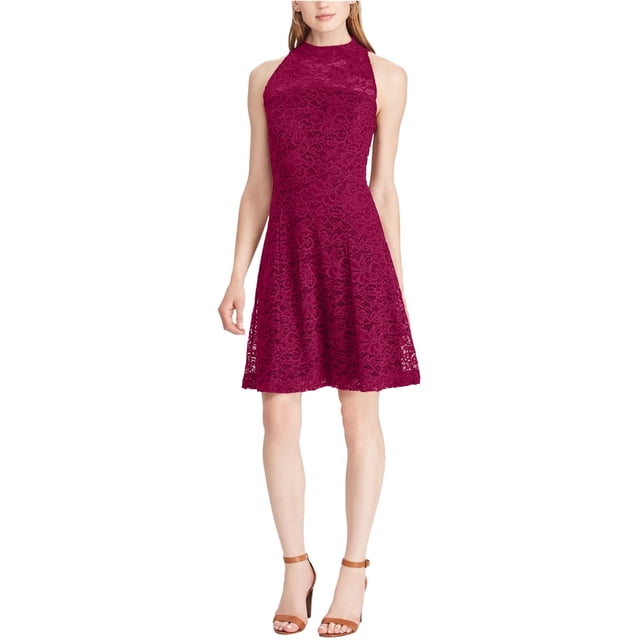 Vestido acampanado de encaje para mujer de American Living, Púrpura, 14