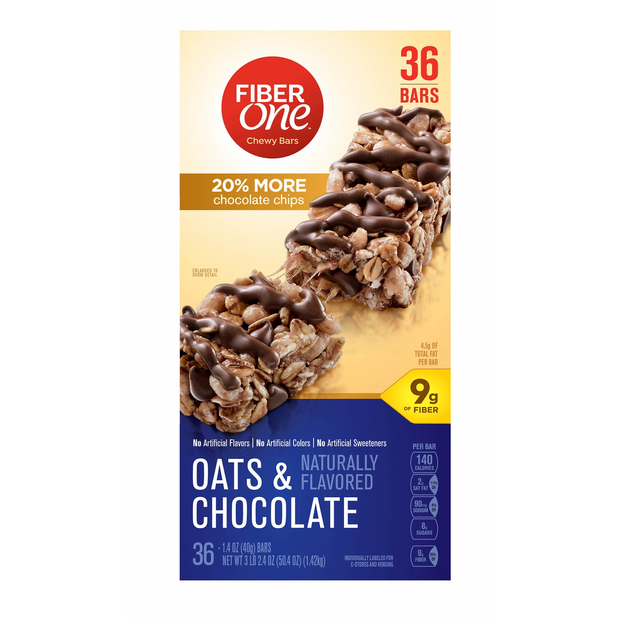 Fiber One Oats & Chocolate Chewy Bars, 36 ct.