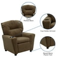 thumbnail image 6 of Emma + Oliver Brown Microfiber Kids Recliner with Cup Holder, 6 of 13