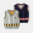 thumbnail image 4 of Toddler Kids Boys' Sweater Vest, School Uniform Sweater Pullover, Cotton Knit V-Neck Vest for Boy Girl Baby,Navy,2-3 Years, 4 of 11
