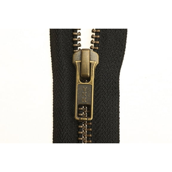 YKK Open End Zip - Black Tape - Antique Metal Tooth/Finish - Heavy Duty - Hd-3 - 6/7/8/9/11/16/17/18/19/20/21/22/23/24/25/26/27/28/29/30/31/32/33/34/35/36/37/38/39/40 Inch (26 Inch (66 Cm)) Black
