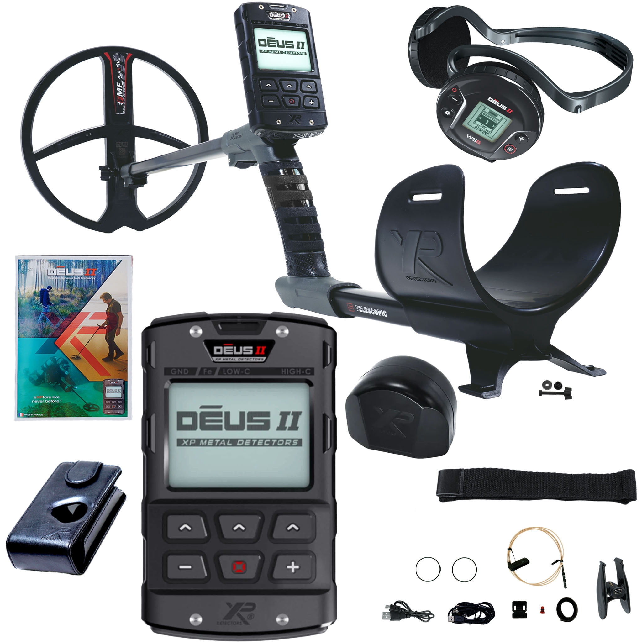 XP DEUS II Fast Multi Frequency RC + WS6 Metal Detector with 11″ FMF Search Coil and Bone Conduction Headphones