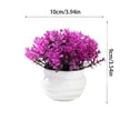 thumbnail image 3 of Dongrere Small Artificial Potted Shrub, Plastic Fake Greenery Plant with White Pot for Home Office Desk Bathroom Tabletop Decor, Purple, 3 of 9