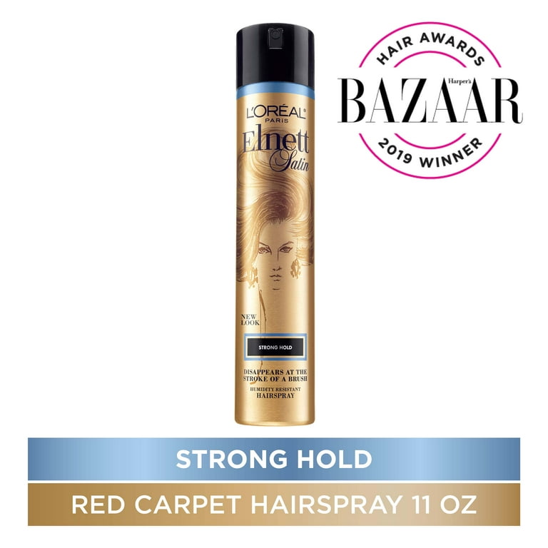L'Oreal Paris Hair Care Elnett Satin Extra Strong Hold Hairspray for Color Treated Hair, Long Lasting Plus Humidity Resistant Hair Spray, 11 oz