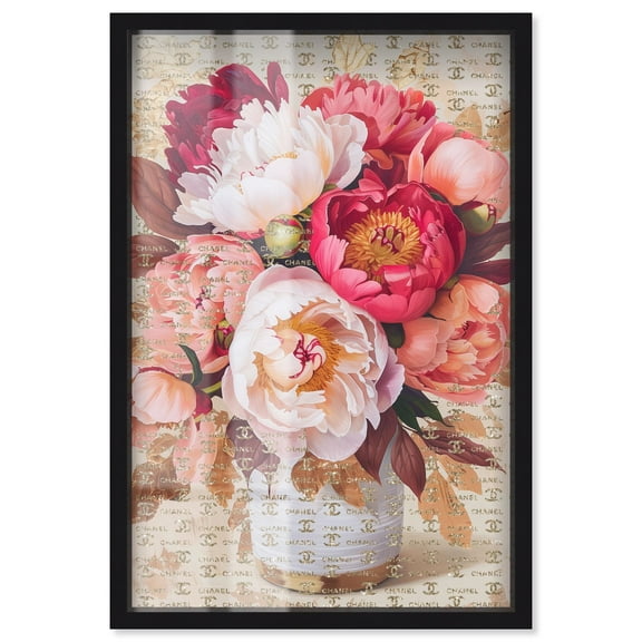 Blooming Peonies Rue Shadowbox Print Floral Wall Decor by Art Remedy, Black Frame, 10 x 15