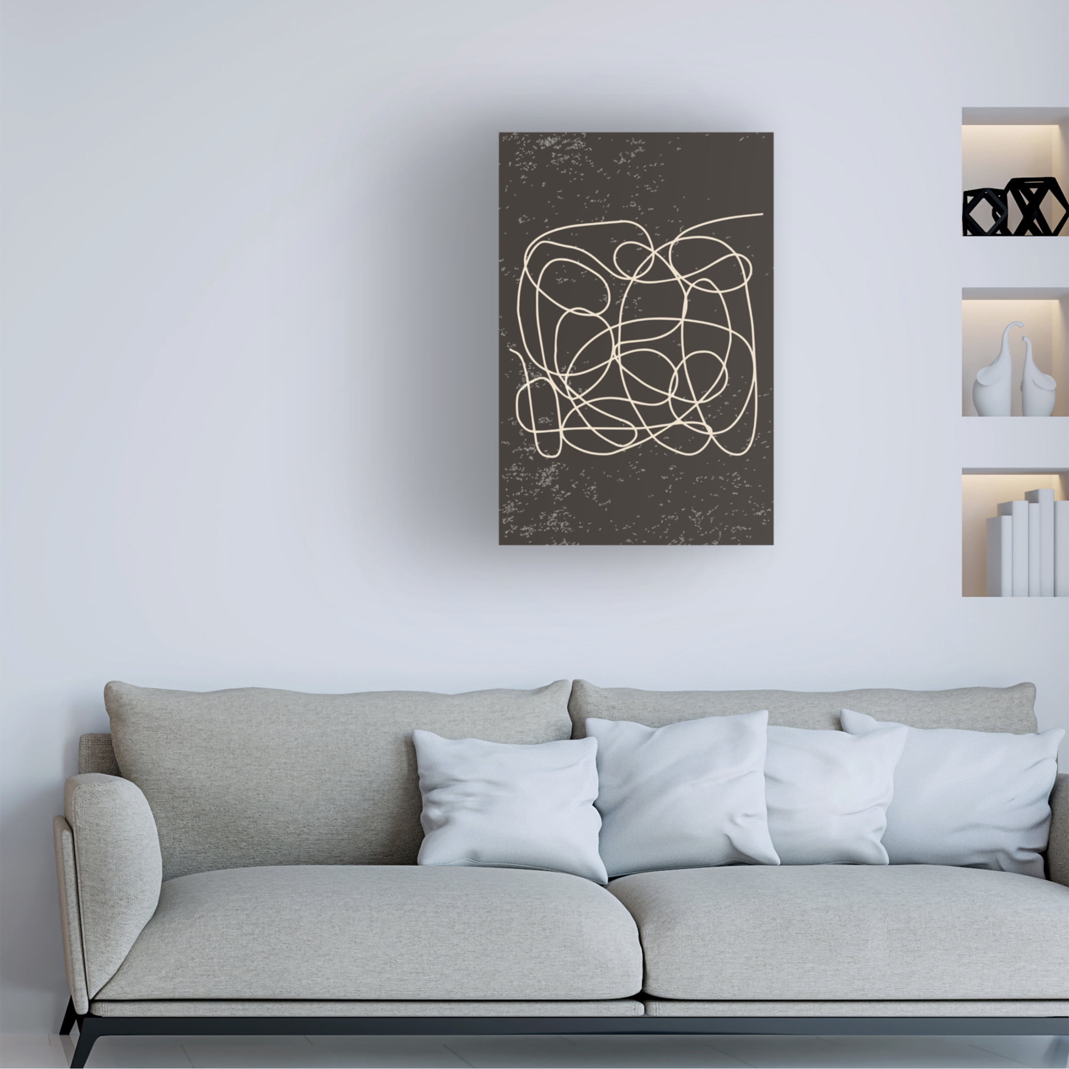 Trademark Fine Art jay stanley Black and White One Line 1 Canvas Wall Art
