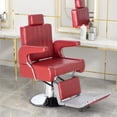 thumbnail image 7 of Barber Chairs for Barbershop, Hydraulic Barber Chair 360° Swivel Reclining, Adjustable PU Leather Beauty Styling Salon Chair for Barbershop Spa Red/Silver, 7 of 7