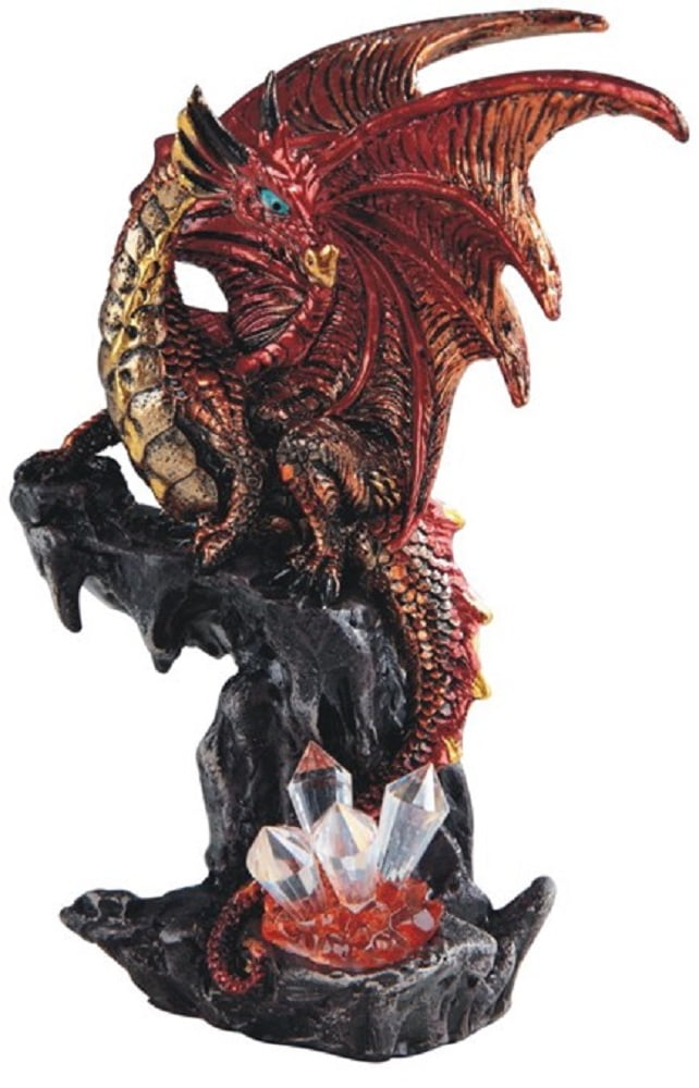 4"H Small Fantasy Red Dragon On Rock Fantasy Figurine by Summit Collectible