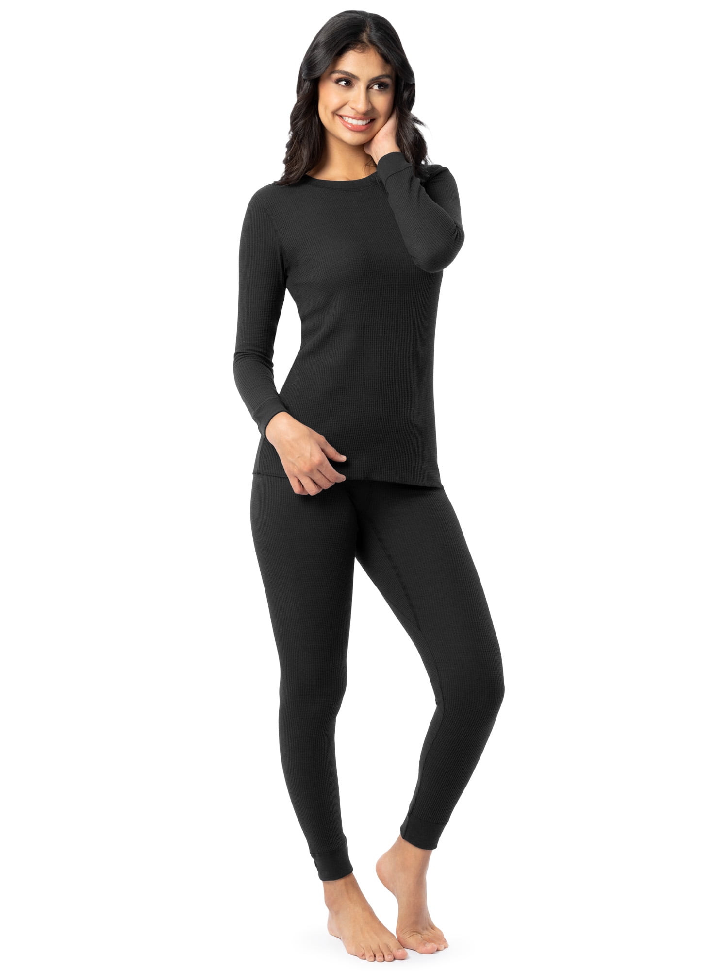 Fruit of the Loom Women's Recycled Waffle Thermal Top & Bottom Set, Sizes XS-4XL