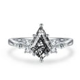 thumbnail image 3 of VAKKI Black Rutilated Quartz Rings for Women - Kite Cut Engagement Rings 925 Sterling Silver Ring for Women Size 5-9, 3 of 5