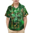 thumbnail image 6 of LEKWK Boys St. Patrick's Day Shirt 3D Metallic Shamrock Graphic Short Sleeve Button Down Top Novelty Irish Party Wear, 6 of 9