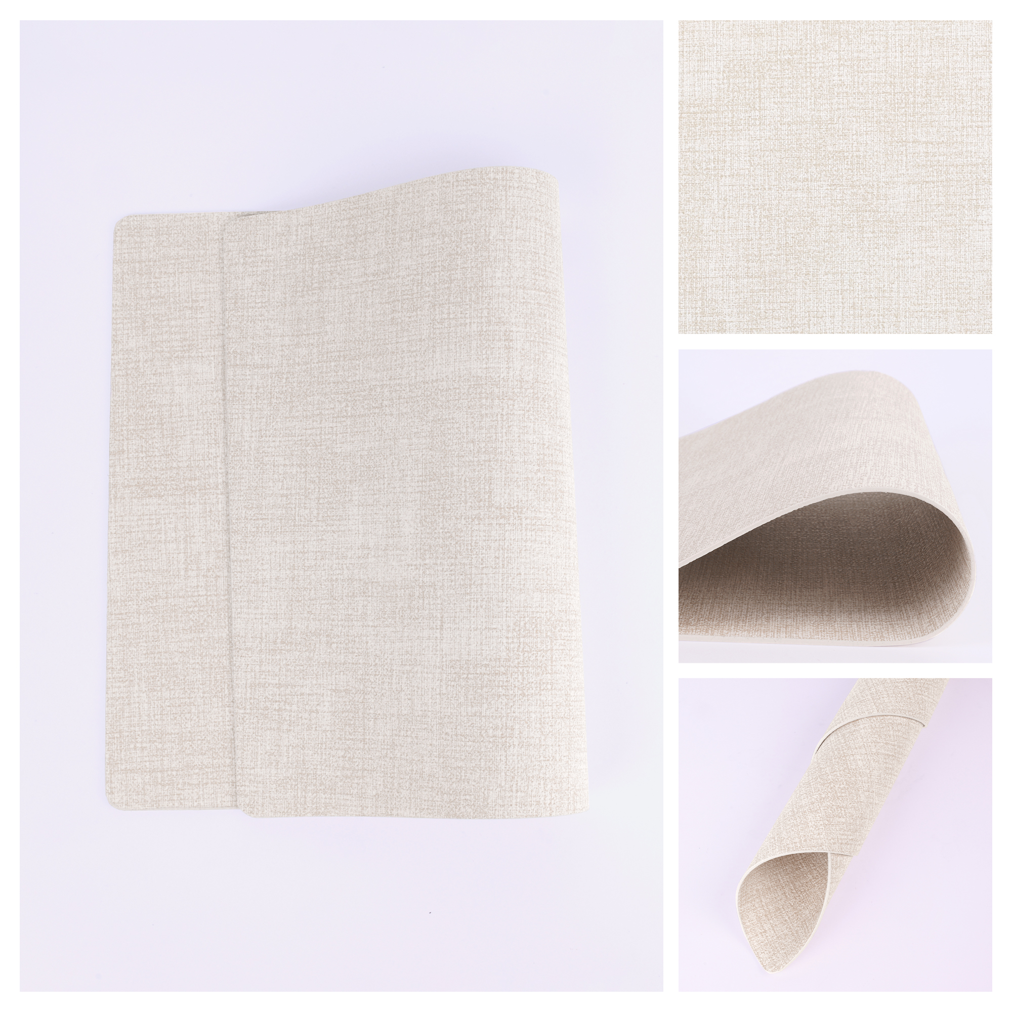 Unique Bargains Faux Leather Table Placemats for Kitchen Dining Table Light Beige 17x12in