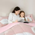 thumbnail image 4 of Feelyou Cartoon White Swan Bedding Comforter Set 7 Pieces, Pink Oil Printing Full Bedding Set, Teens Kids Girls Women Reversible Fitted Sheet Flat Sheet, Luxury Bedroom Decor, 4 of 8