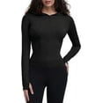 thumbnail image 1 of ORUYROP Veste de Course Légère Extensible pour Femmes avec Fermeture Éclair Complète et Trous pour les Pouces, 1 of 7