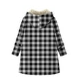 thumbnail image 7 of Plaid Hooded Jackets for Womens Sherpa Fleece Lined Long Jacket Winter Plush Thermal Long Sleeve Zipper Active Coats, 7 of 7