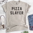 thumbnail image 2 of Pizza Slayer T-shirt, Unisex Women's Men's Shirt, Pizza Shirt, Light Silk Gray, Small, 2 of 6