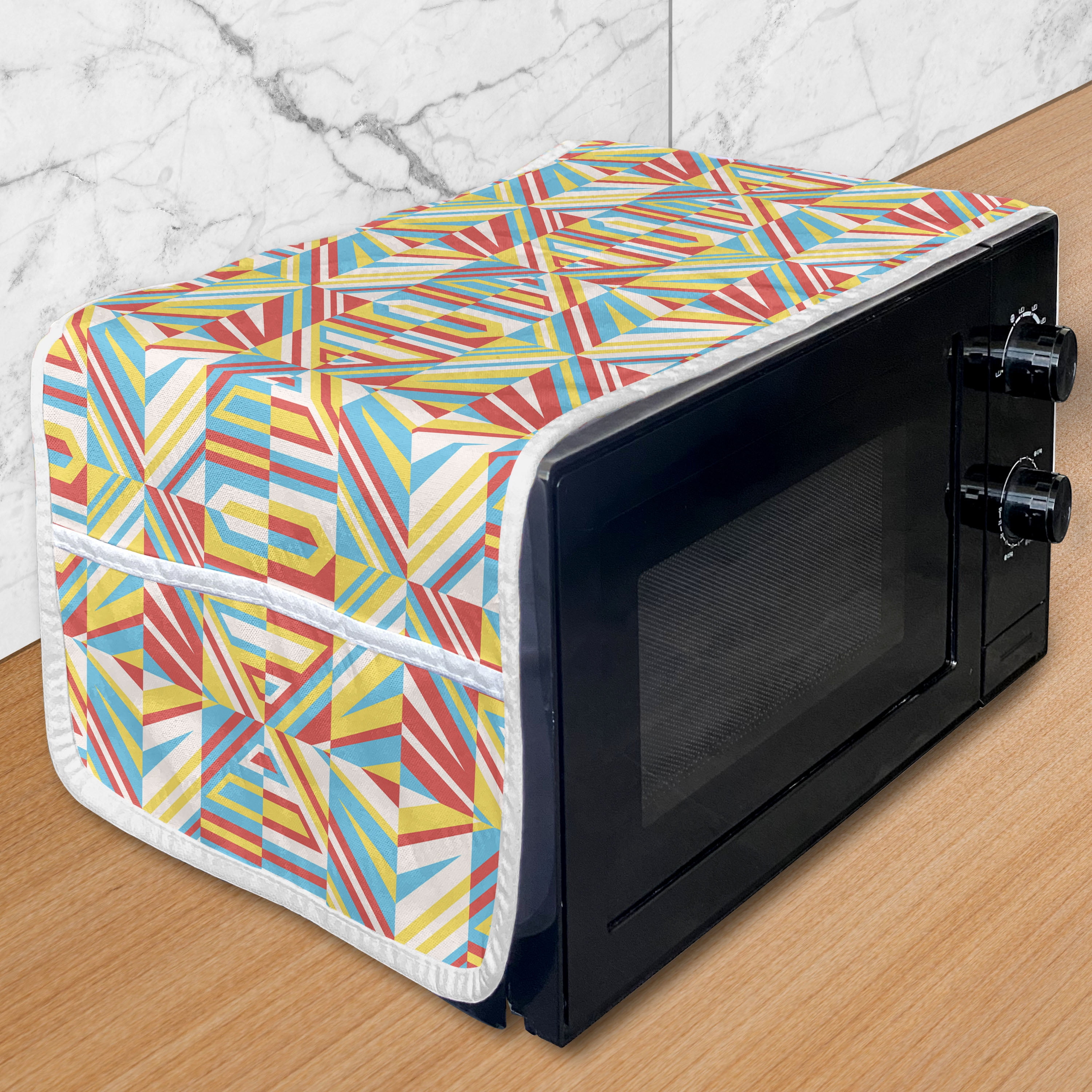 Modern Microwave Oven Cover, Geometrical Theme Abstract Triangular ...