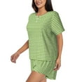 thumbnail image 3 of Womens Pajama Sets With Pocket, Green Gingham Lounge Sets Short Sleeve Sleepwear PJ Sets for Women, 3 of 6