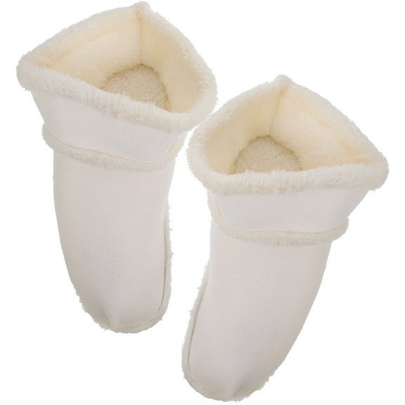 Toyandona 2 Pairs Warm Slipper Clog Shoes White Plush Lined Minimalsit Shoe Cover for Cold Weather