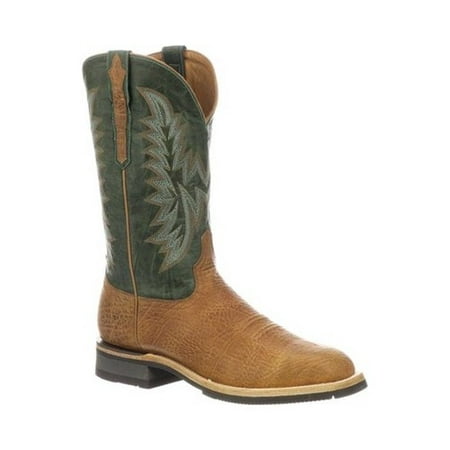 Lucchese Boot Company Mens Rudy Cognac Cowhide 12 Green Cowhide Top Barn Boot 8.5 D Brown,Green