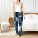 thumbnail image 4 of Balery Indigo Patchwork Quilt Pantalones de pijama para mujer, pijamas ultraligeros, pantalones de estar por casa-Small, 4 of 6