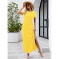 thumbnail image 3 of Chiclily Women's Summer Maxi Dress Loose Short Sleeve T-Shirt Long Dress Casual Side Split Sundress with Pockets, S-2XL, 3 of 9