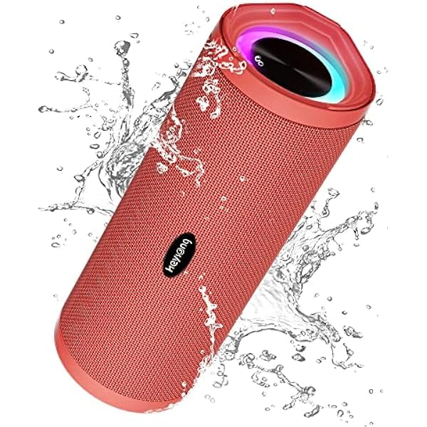 wonima11 Portable Bluetooth Speaker, Waterproof Wireless Shower Speakers with Good Bass, IPX7 Floating, 5000mAh, TF Card, Loud Sound for Beach, Pool, Kayak Accessories, Gifts for Women-Papaver red