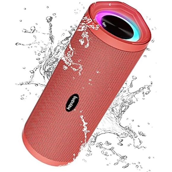 wonima11 Portable Bluetooth Speaker, Waterproof Wireless Shower Speakers with Good Bass, IPX7 Floating, 5000mAh, TF Card, Loud Sound for Beach, Pool, Kayak Accessories, Gifts for Women-Papaver red