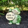 thumbnail image 2 of Northlight 9" Green 'Life is Good' Frog Outdoor Garden Statue, 2 of 5