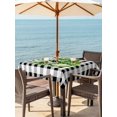 thumbnail image 2 of Outdoor Tablecloth with Umbrella Hole and Zipper, Welcome Bow Knot Wreath Square Table Cloth 54x54 Inch Waterproof Tablecloth, Summer Flowers Black Gray Plaid Picnic Table Cover for Patio Camping, 2 of 7